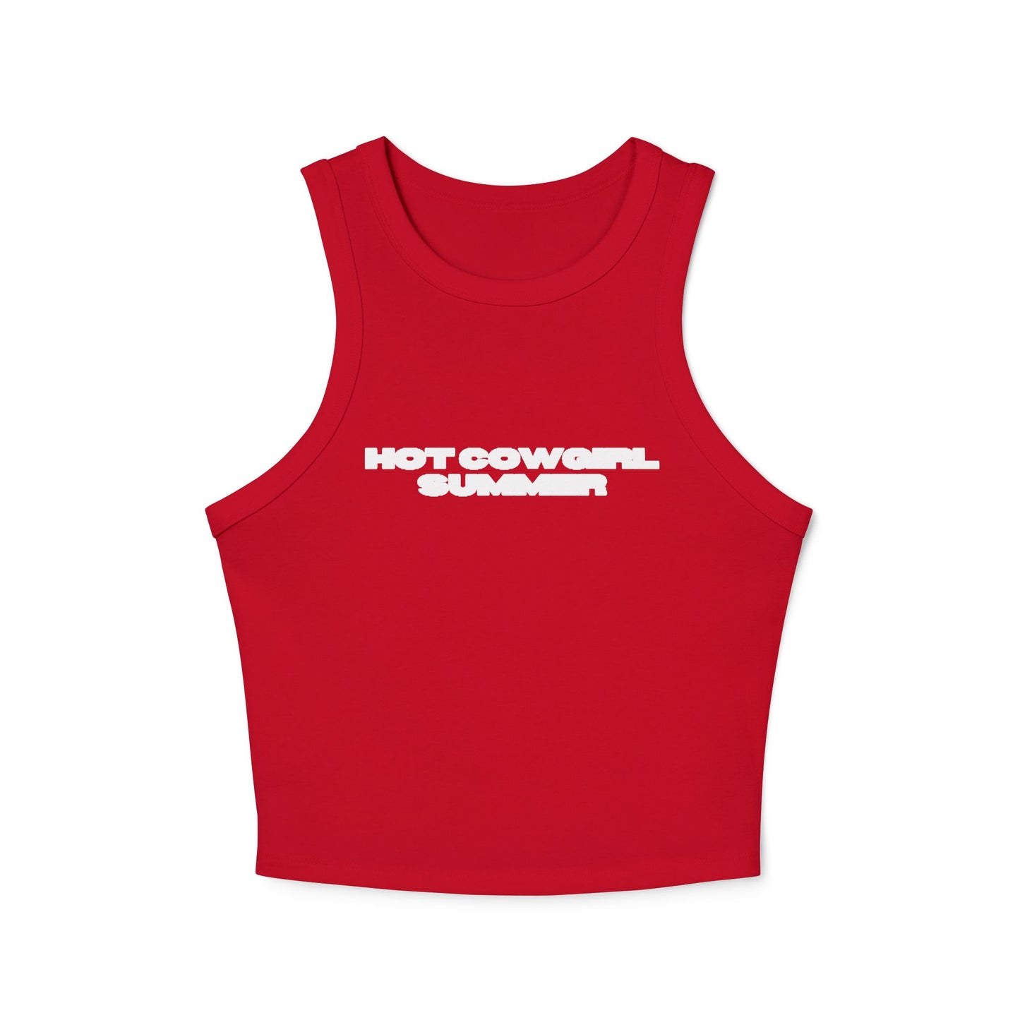 Hot Cowgirl Summer Racer Tank Top - Women's Micro Rib Crop Top
