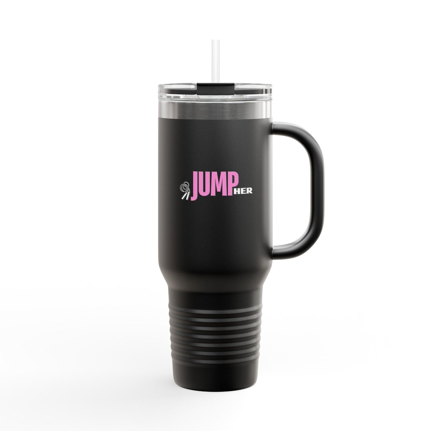 JumpHER Insulated Travel Mug - 40oz Black Tumbler with Straw