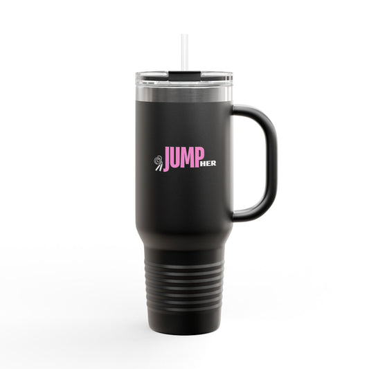 JumpHER Insulated Travel Mug - 40oz Black Tumbler with Straw