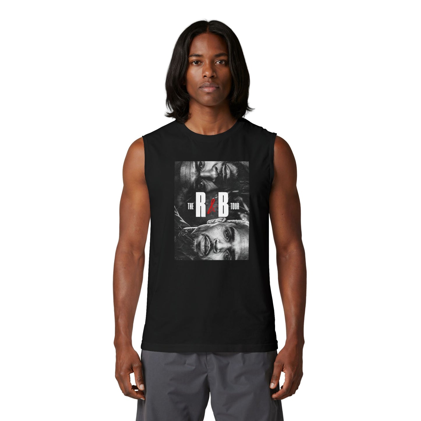 R&B Tour Poster Muscle Tank — Vintage Black & White Music Tee