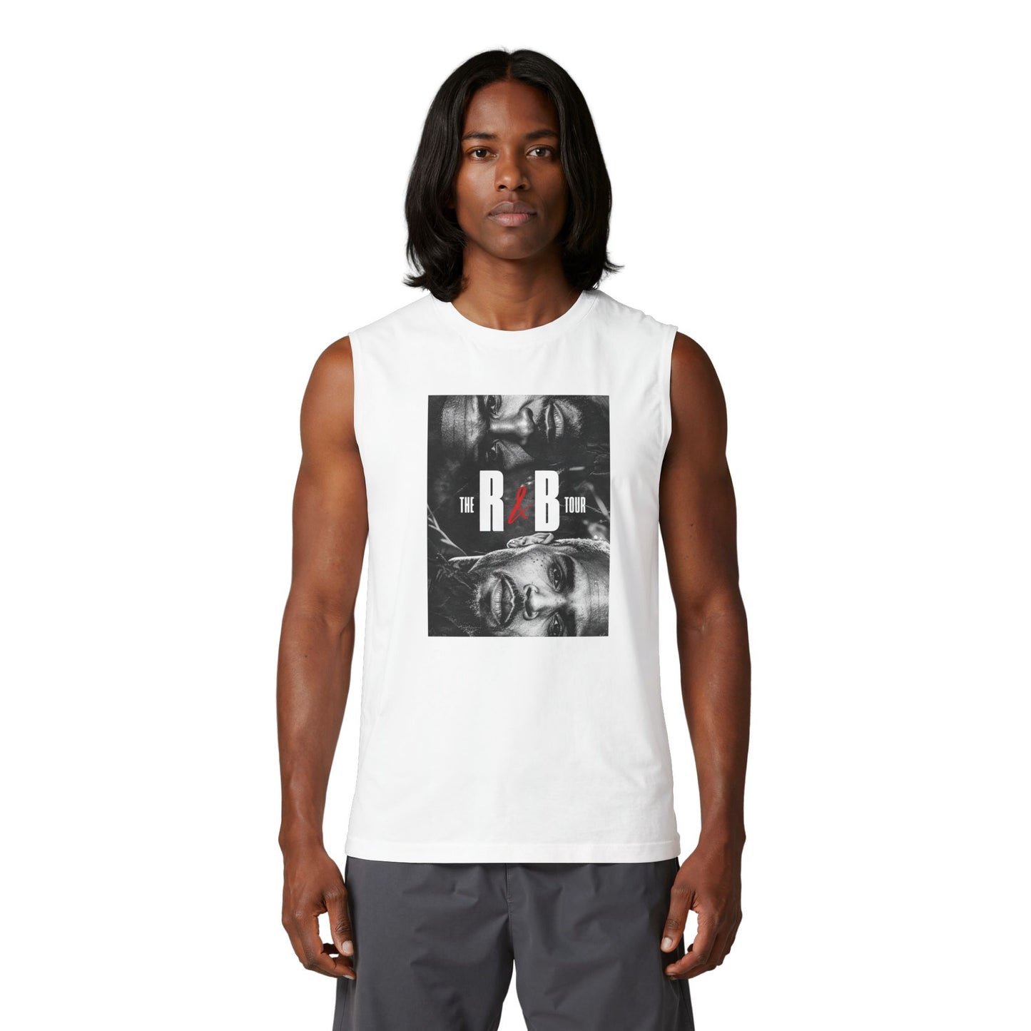 R&B Tour Poster Muscle Tank — Vintage Black & White Music Tee
