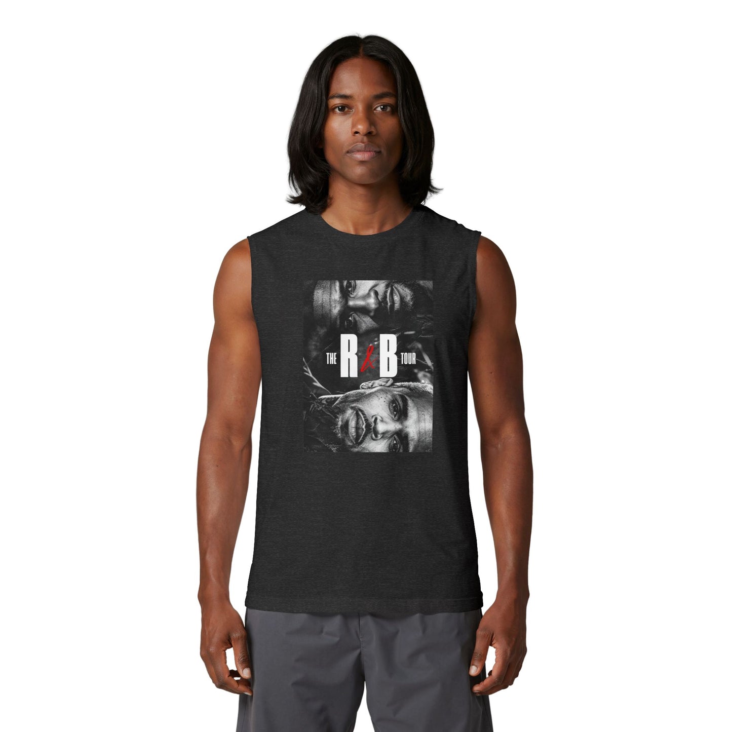 R&B Tour Poster Muscle Tank — Vintage Black & White Music Tee