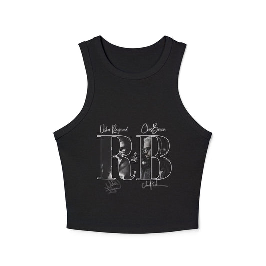 R&B Graphic Tank Top — Women's Micro Rib Racer Crop with Retro Typography