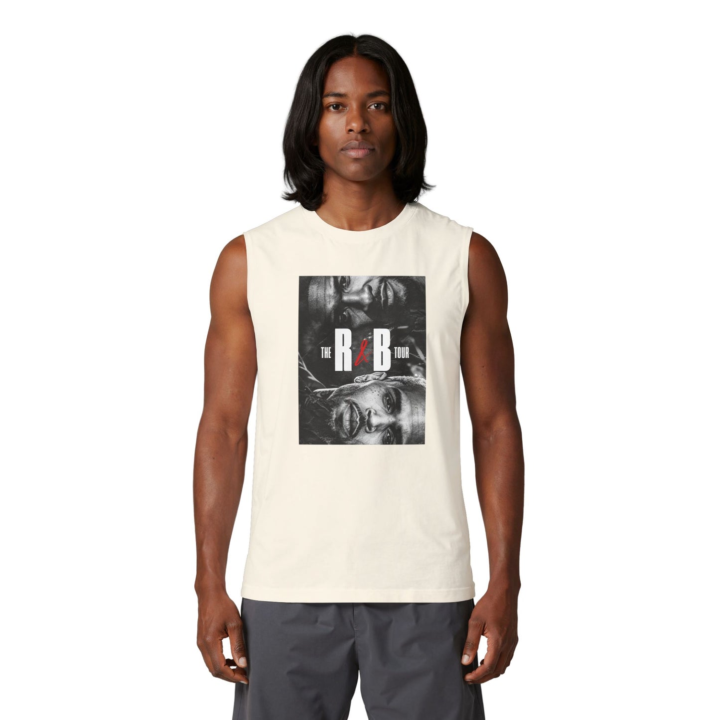R&B Tour Poster Muscle Tank — Vintage Black & White Music Tee